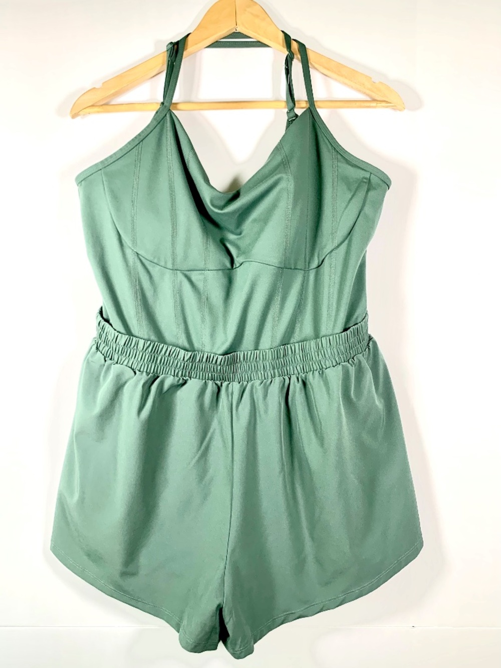 1X PINK Victoria’s Secret green Ultimate Runsie/romper shorts swimwear athletic